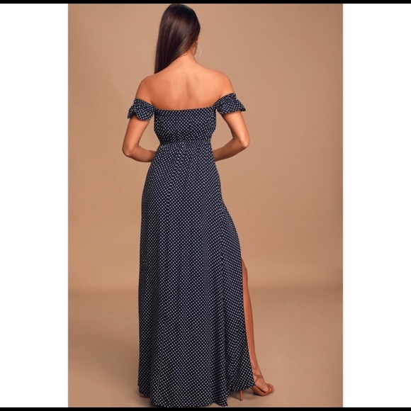Off-the-shoulder navy maxi dress - Picture 2 of 2